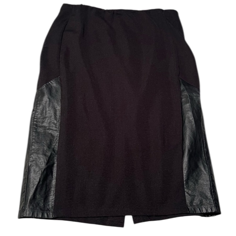 Mossimo Women's Size XXL Midi Skirt Black Textured Faux Leather Panels Pull On